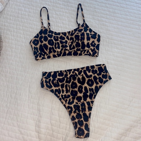 Other - NWOT High Waisted Leopard Print Bikini